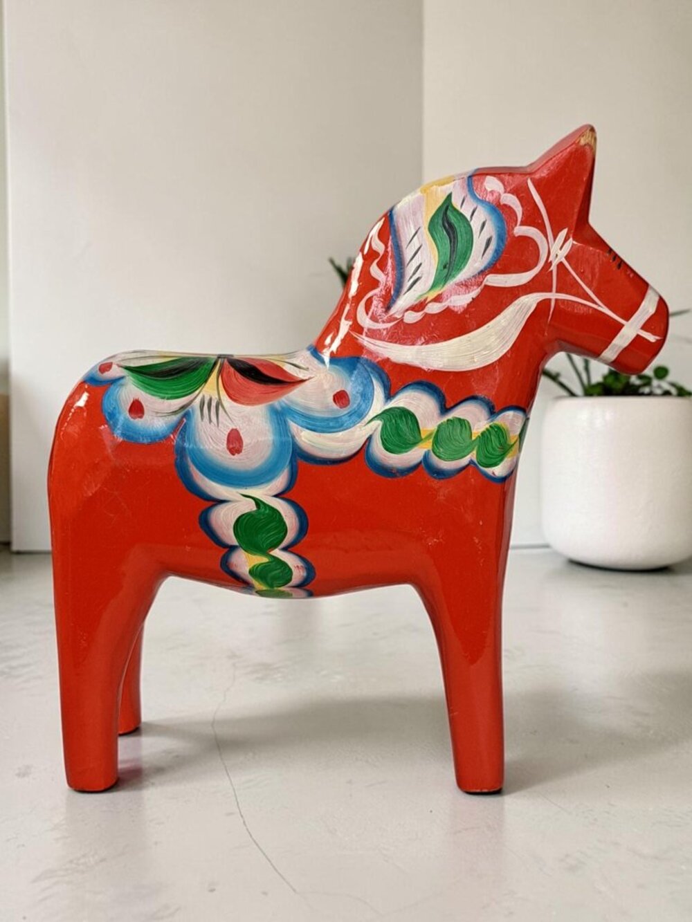 Vintage Swedish Dala Horse – Hand Carved & Painted Lelles Mora Sweden 6” READ